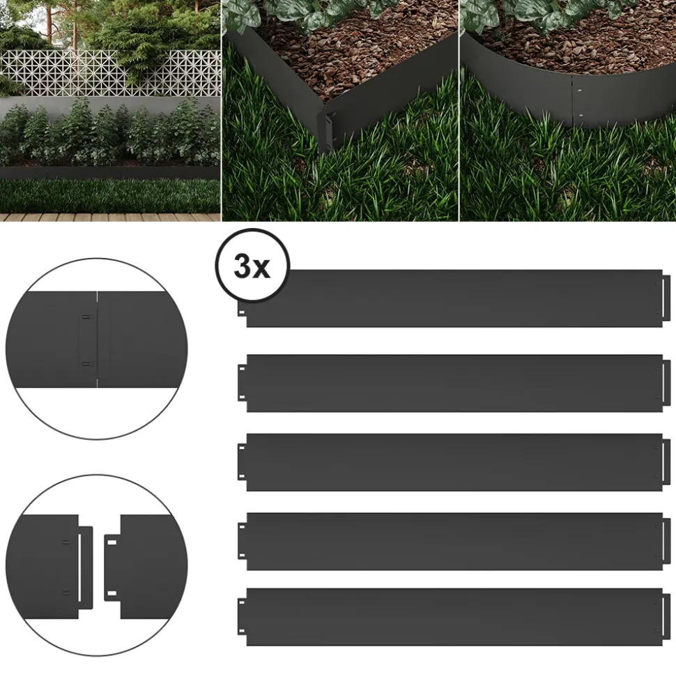 Rasenkante Anthrazit 100 x 14 cm 15 Meter Serina