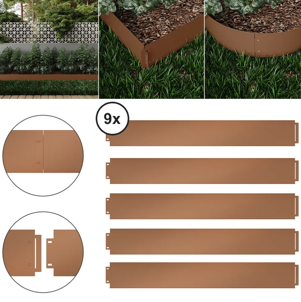 Rasenkante Braun 100 x 14 cm 45 Meter Serina