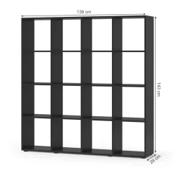 Raumteiler Karree Schwarz 138.5 x 142.5 cm Vicco