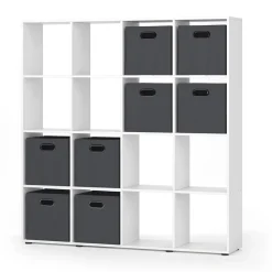 Raumteiler Karree Weiß 138.5 x 142.5 cm mit 4 Faltboxen Vicco