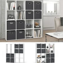 Raumteiler Karree Weiß 138.5 x 142.5 cm mit 4 Faltboxen Vicco