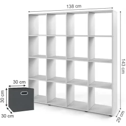 Raumteiler Karree Weiß 138.5 x 142.5 cm mit 4 Faltboxen Vicco