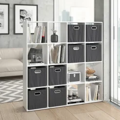 Raumteiler Karree Weiß 138.5 x 142.5 cm mit 4 Faltboxen Vicco