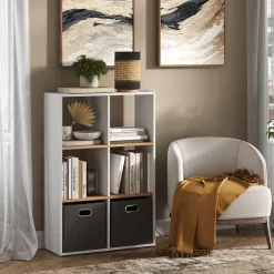 Raumteiler Karree Weiß/Goldkraft Eiche 72 x 107.8 cm Vicco