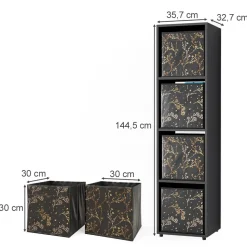 Raumteiler Ludus Schwarz 142.5 x 36.2 cm mit 2 Faltboxen opt.2 Vicco