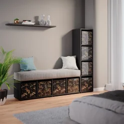 Raumteiler Ludus Schwarz 142.5 x 36.2 cm mit 2 Faltboxen opt.2 Vicco