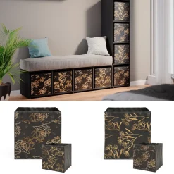 Raumteiler Ludus Schwarz 142.5 x 36.2 cm mit 2 Faltboxen opt.1 Vicco