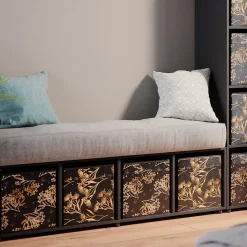 Raumteiler Ludus Schwarz 142.5 x 36.2 cm mit 2 Faltboxen opt.1 Vicco