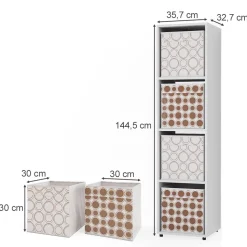 Raumteiler Ludus Weiß 142.5 x 36.2 cm mit 2 Faltboxen opt.1 Vicco