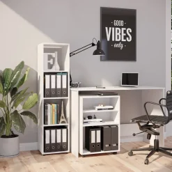 Raumteiler Ludus Weiß 142.5 x 36.2 cm mit 2 Faltboxen opt.3 Vicco