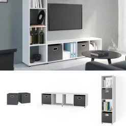 Raumteiler Ludus Weiß 142.5 x 36.2 cm mit 2 Faltbox (Anthrazit) Vicco