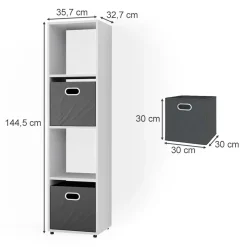 Raumteiler Ludus Weiß 142.5 x 36.2 cm mit 2 Faltbox (Anthrazit) Vicco
