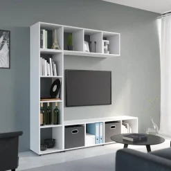 Raumteiler Ludus Weiß 142.5 x 36.2 cm mit 2 Faltbox (Anthrazit) Vicco