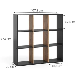 Raumteiler Nove Anthrazit/Goldkraft Eiche 107.2 x 107.8 cm Vicco