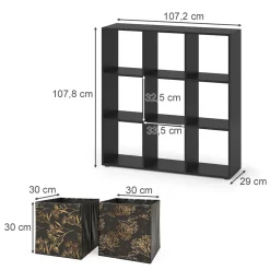 Raumteiler Nove Schwarz 104 x 108 cm mit 4 Faltboxen opt.1 Vicco