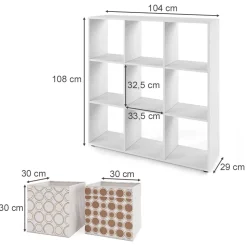 Raumteiler Nove Weiß 104 x 108 cm mit 4 Faltboxen opt.2 Vicco