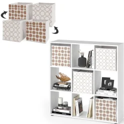 Raumteiler Nove Weiß 104 x 108 cm mit 4 Faltboxen opt.2 Vicco