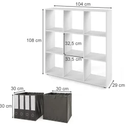 Raumteiler Nove Weiß 104 x 108 cm mit 2 Faltboxen Vicco