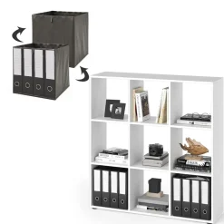 Raumteiler Nove Weiß 104 x 108 cm mit 2 Faltboxen Vicco