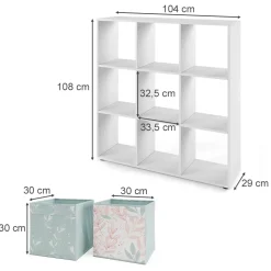 Raumteiler Nove Weiß 104 x 108 cm mit 4 Faltboxen opt.1 Vicco
