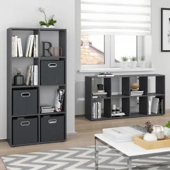 Raumteiler Scutum Grau 143 x 72 cm mit 4 Faltboxen Vicco