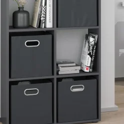 Raumteiler Scutum Grau 143 x 72 cm mit 4 Faltboxen Vicco