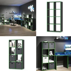 Raumteiler Scutum Schwarz/Grün 143 x 72 cm Vicco