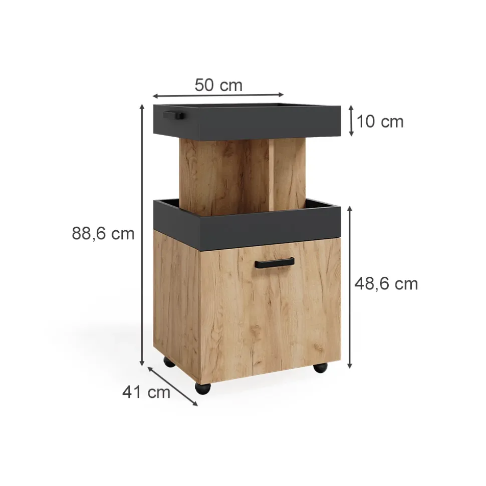 Rollcontainer Goldkraft Eiche 50 x 88.6 cm Vicco