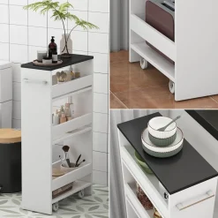 Rollcontainer Rivo Weiß/Anthrazit 20 x 84.4 cm Vicco