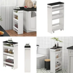 Rollcontainer Rivo Weiß/Anthrazit 20 x 84.4 cm Vicco