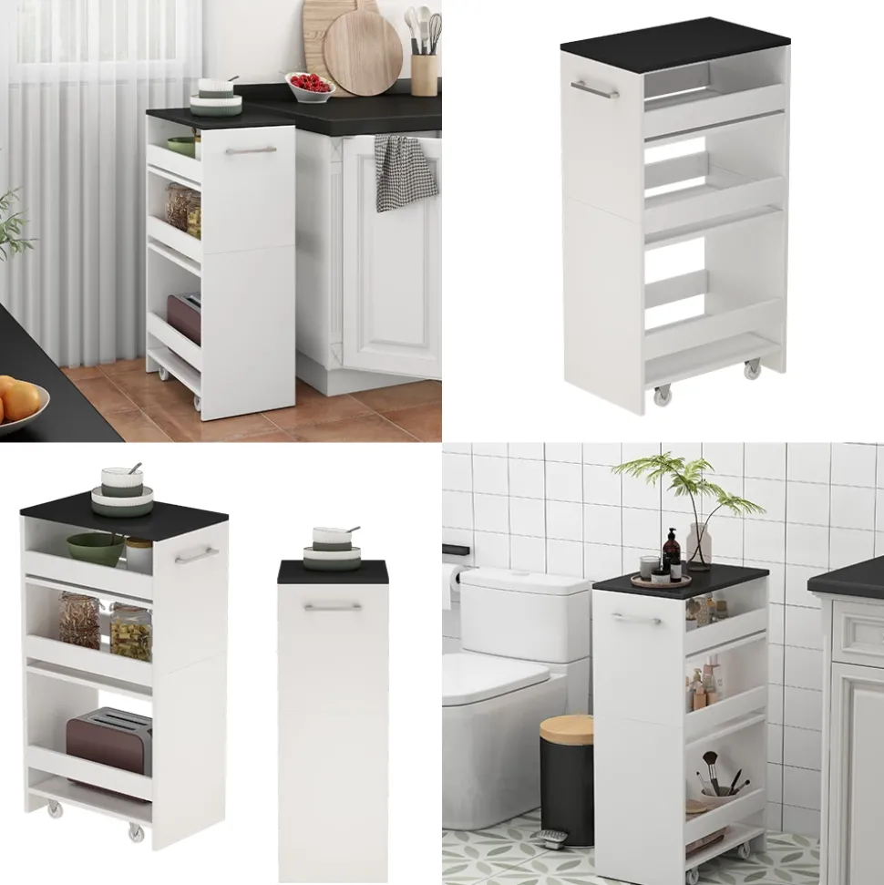 Rollcontainer Rivo Weiß/Anthrazit 30 x 84.8 cm Vicco