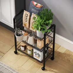 Rollcontainer Tarro Schwarz 45 x 64 cm mit 3 Ablagefächern Vicco