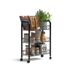 Rollcontainer Tarro Schwarz 45 x 64 cm mit 3 Ablagefächern Vicco