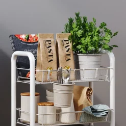 Rollcontainer Tarro Weiß 45 x 64 cm mit 3 Ablagefächern Vicco