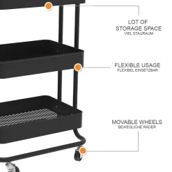 Rollcontainer Tron Schwarz 45.9 x 78.7 cm Vicco
