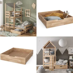 Rollschublade Teddy Naturholz 92 x 89 cm Vitalispa