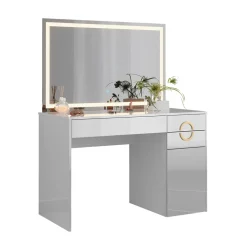 Schminktisch Adela Weiß 115 cm mit LED-Spiegel Vicco