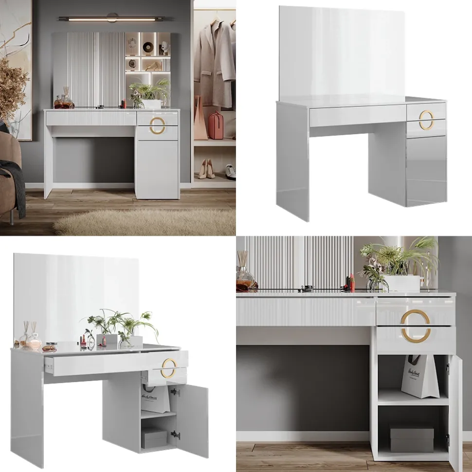 Schminktisch Adela Weiß 115 cm mit Spiegel Vicco