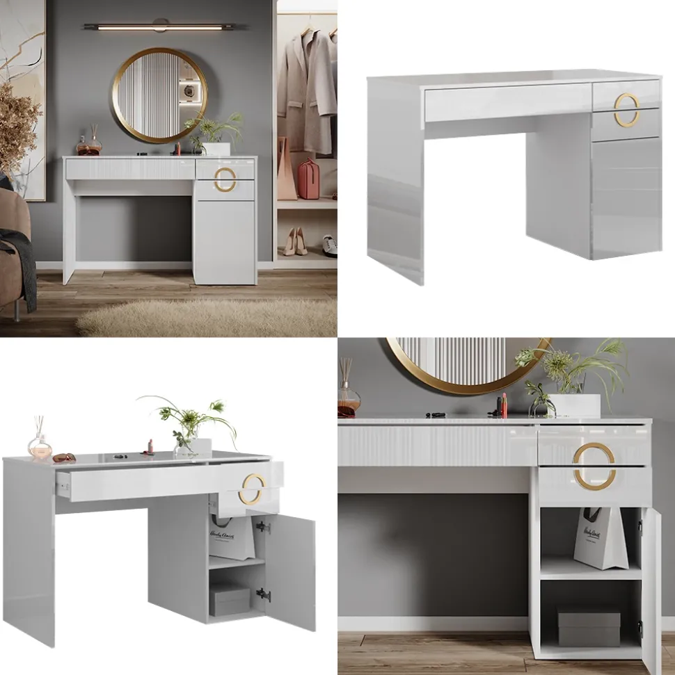 Schminktisch Adela Weiß 115 cm mit 3 Schubladen Vicco