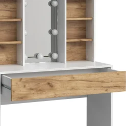 Schminktisch Alexa Goldkraft Eiche/Weiß 93 cm mit LED Beleuchtung Vicco