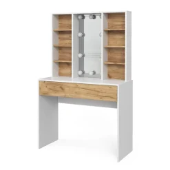 Schminktisch Alexa Goldkraft Eiche/Weiß 93 cm mit LED Beleuchtung Vicco