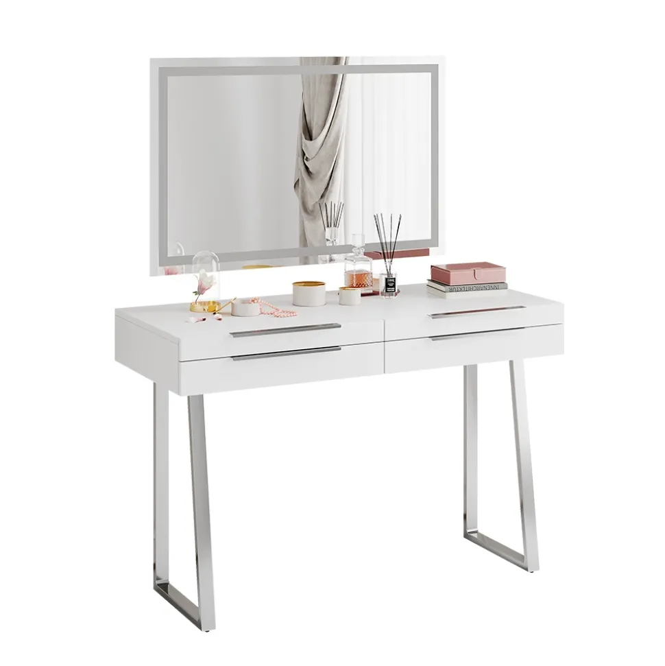 Schminktisch Alexia Weiß 120 cm mit LED-Spiegel Vicco