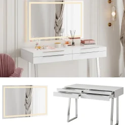 Schminktisch Alexia Weiß 120 cm mit LED-Spiegel Vicco