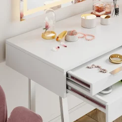 Schminktisch Alexia Weiß 120 cm mit LED-Spiegel Vicco