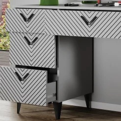 Schminktisch Anett Grau 150 cm mit LED-Spiegel Vicco