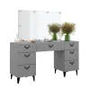 Schminktisch Anett Grau 150 cm mit LED Beleuchtung Vicco