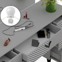 Schminktisch Anett Grau 150 cm mit LED Beleuchtung Vicco