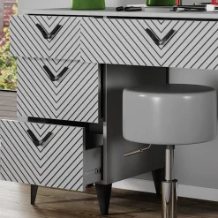 Schminktisch Anett Grau 150 cm mit Hocker Vicco