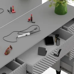 Schminktisch Anett Grau 150 cm mit Hocker Vicco