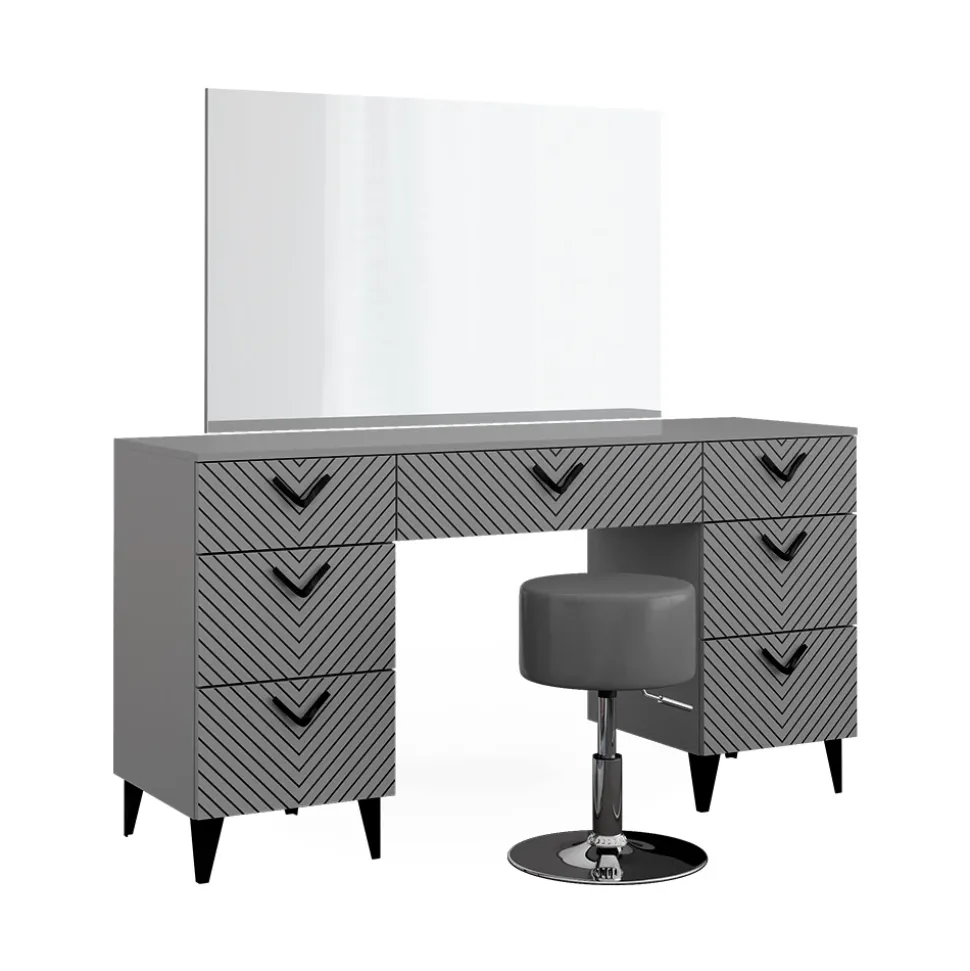 Schminktisch Anett Grau 150 cm mit Hocker Vicco